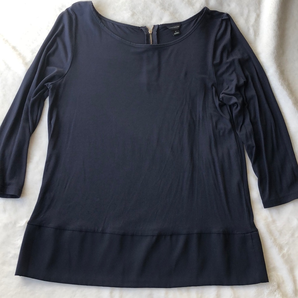 Ann Taylor 3/4 Sleeve Navy Blue Top